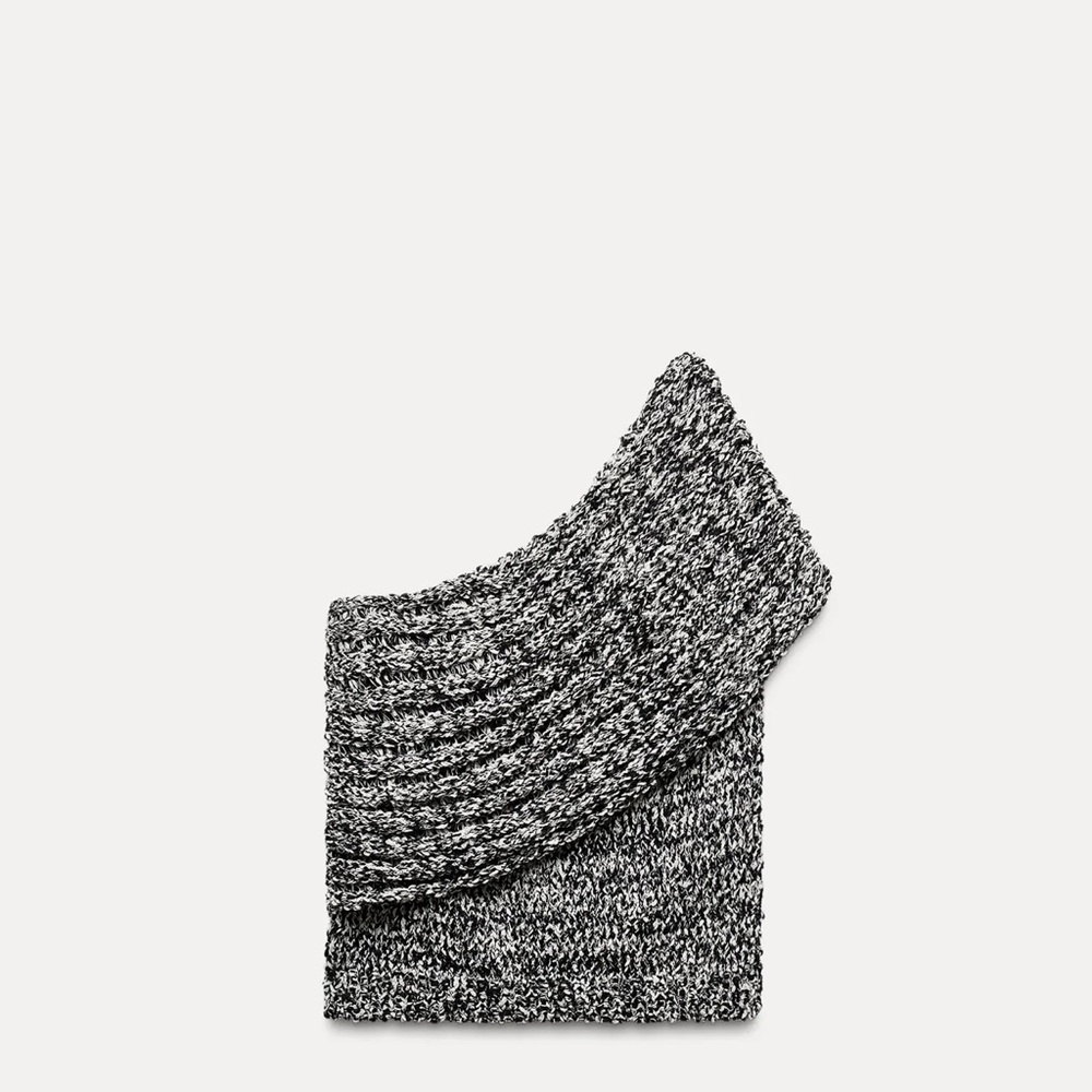 NWT Zara Asymmetric Black and White Knit Top Small